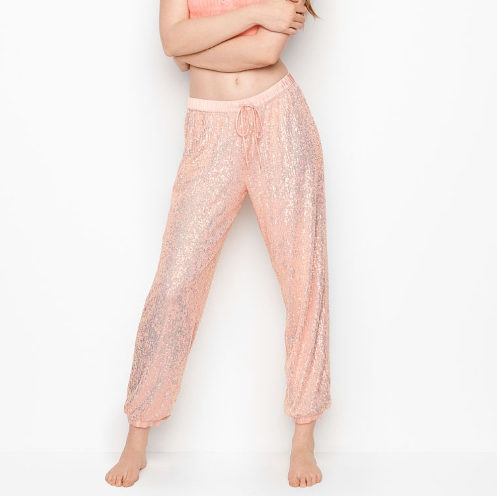 Victoria's secret sequin jogger - pink iridescent